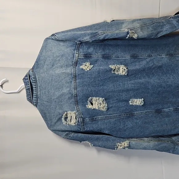 The Modern Minx Distressed Denim Long Jacket