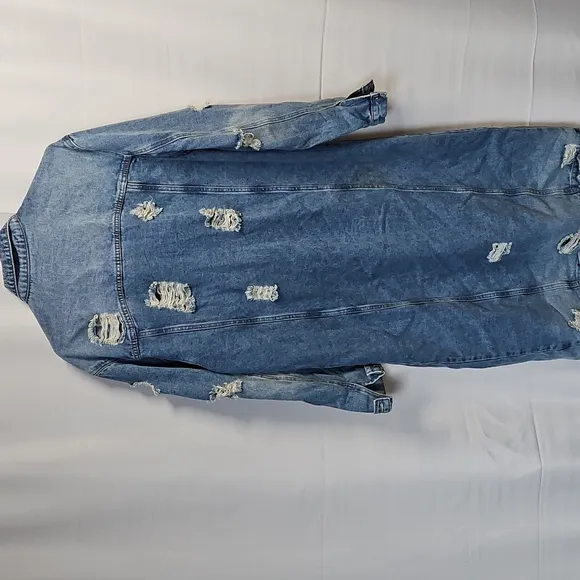 The Modern Minx Distressed Denim Long Jacket