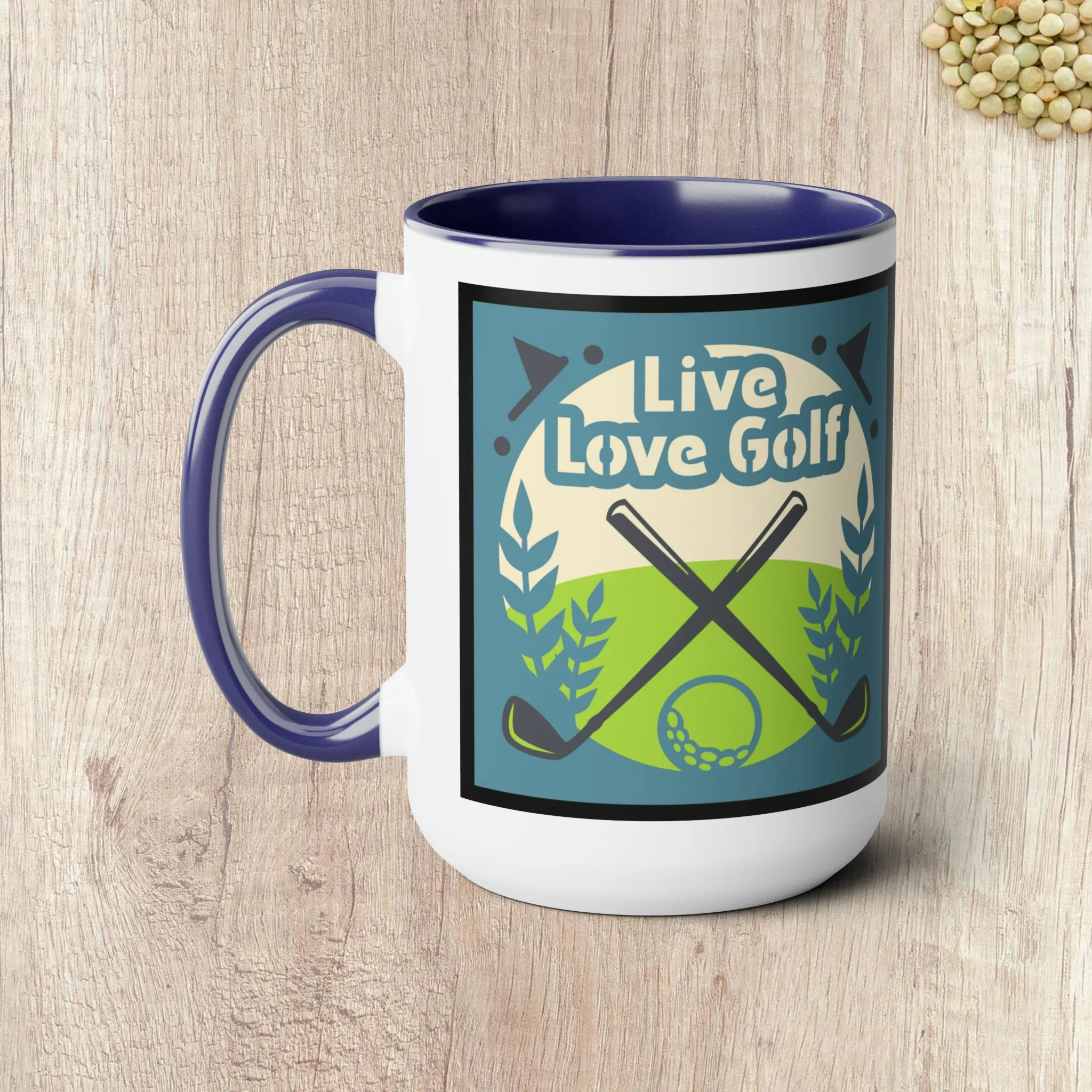 THE OLDER I GET THE HARDER IT IS TO FIND MY BALLS - LIVE LOVE GOLF  - Two-Tone Coffee Mug - 15oz - 5 Color Options