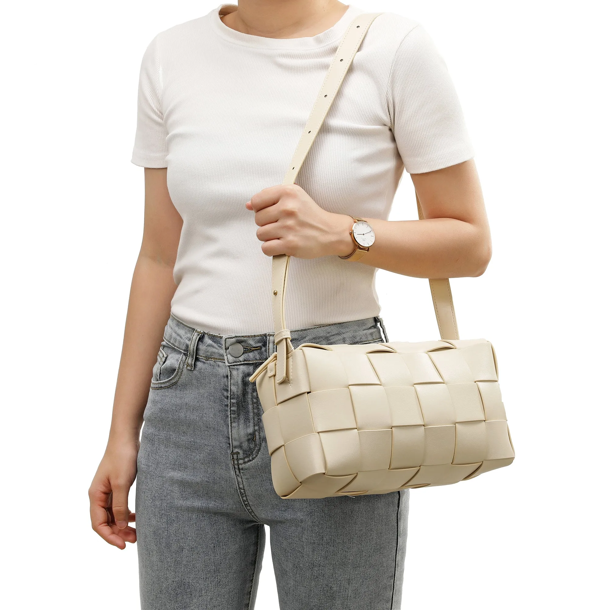 Tiffany & Fred Smooth Woven Leather Hobo/Shoulder