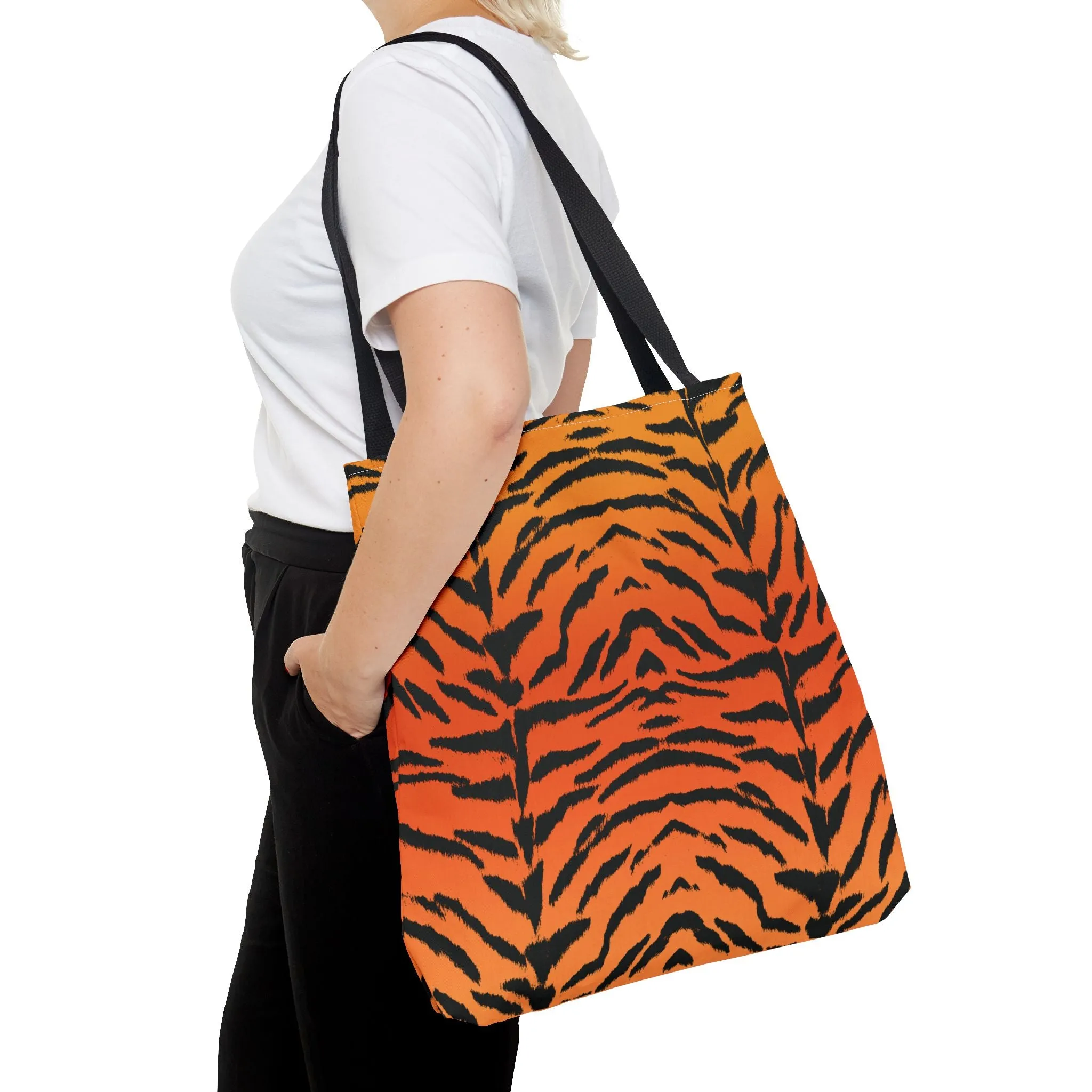 Tiger Animal Print Canvas Tote Bag Reusable Shopping Bag - Saiko Studio