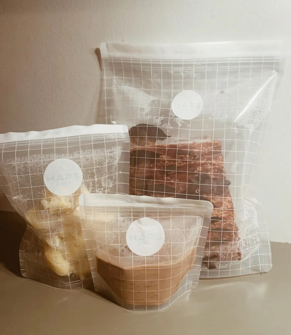 Transparent Check Large Reusable Snack Bags 3-Pack
