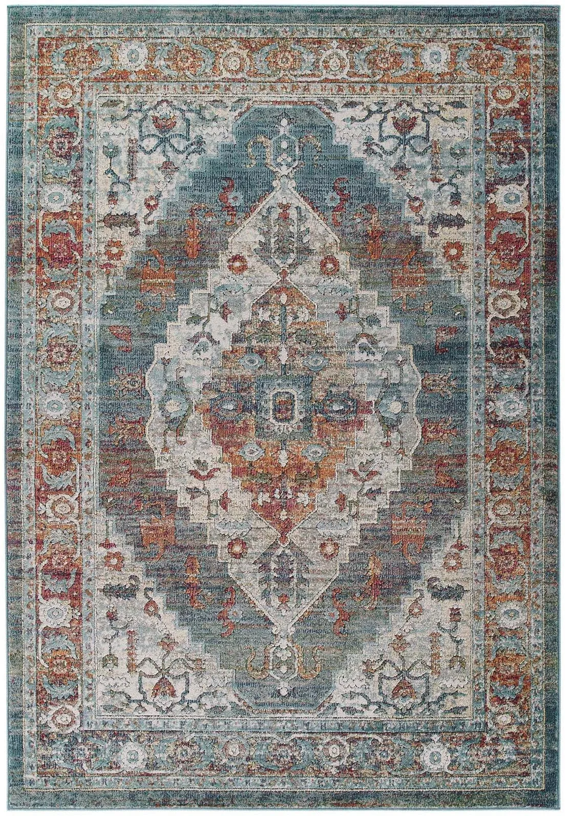 TRIBUTE CAMELLIA DISTRESSED VINTAGE FLORAL PERSIAN MEDALLION