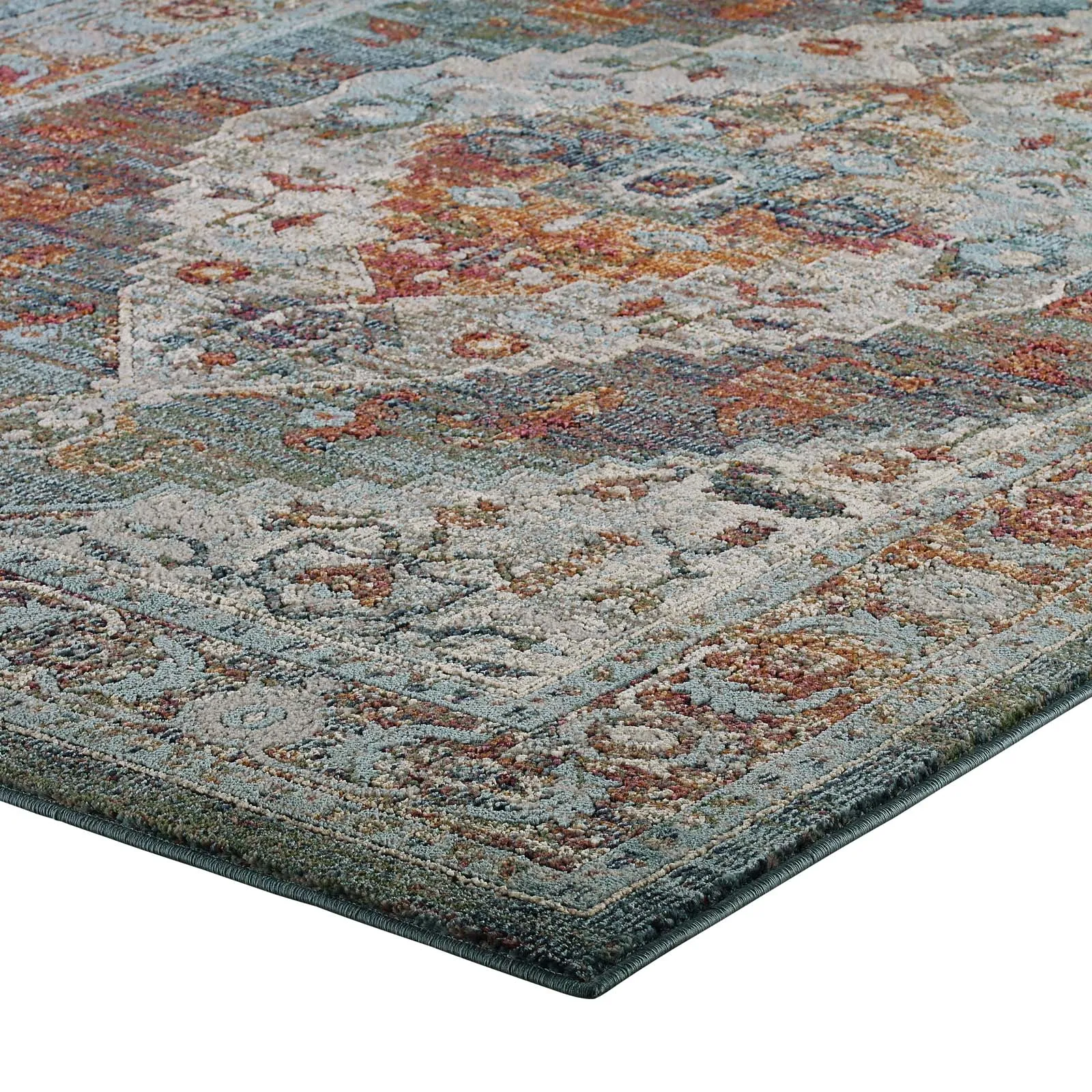 TRIBUTE CAMELLIA DISTRESSED VINTAGE FLORAL PERSIAN MEDALLION