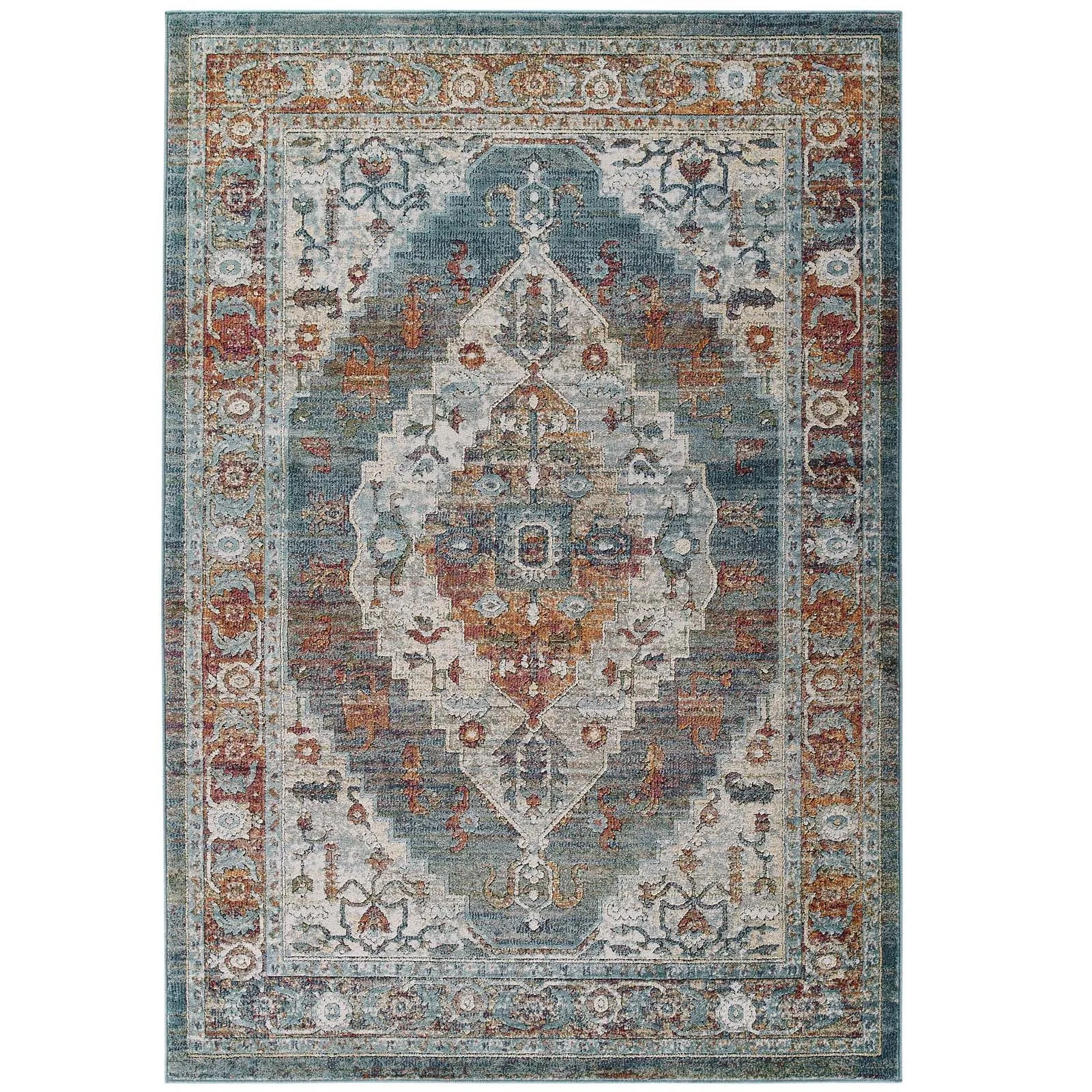 TRIBUTE CAMELLIA DISTRESSED VINTAGE FLORAL PERSIAN MEDALLION