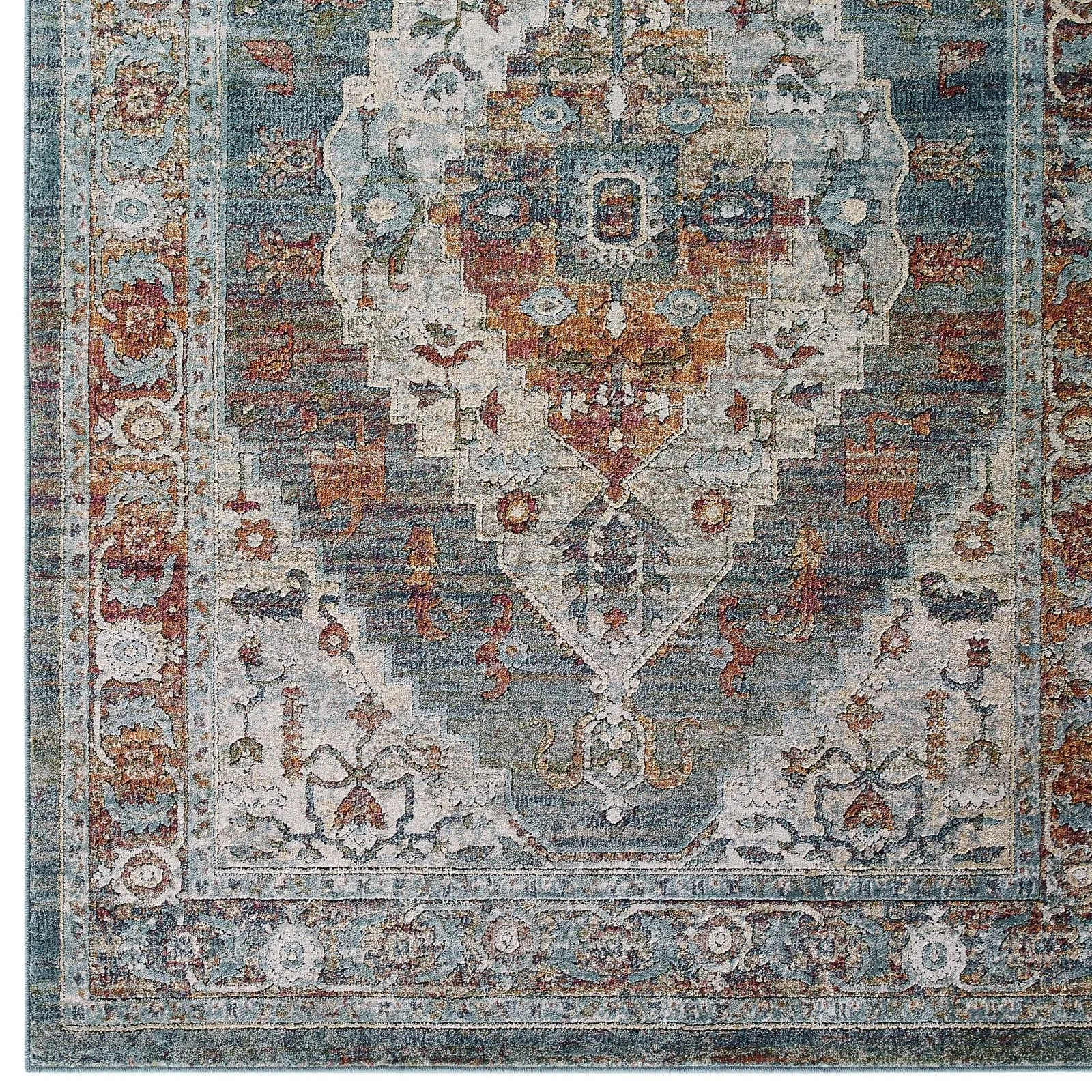 TRIBUTE CAMELLIA DISTRESSED VINTAGE FLORAL PERSIAN MEDALLION