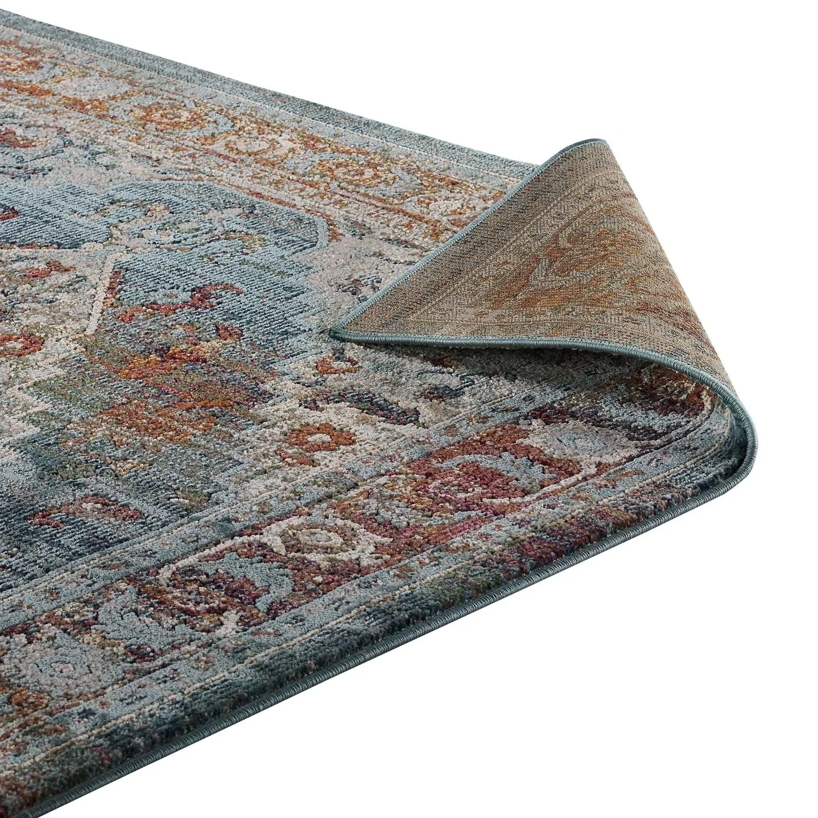 TRIBUTE CAMELLIA DISTRESSED VINTAGE FLORAL PERSIAN MEDALLION
