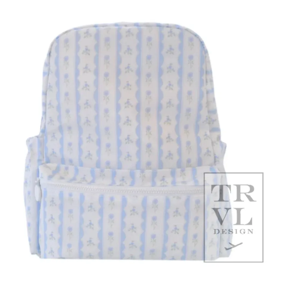 TRVL Design Wipeable Backpack- Ribbon Floral Blue