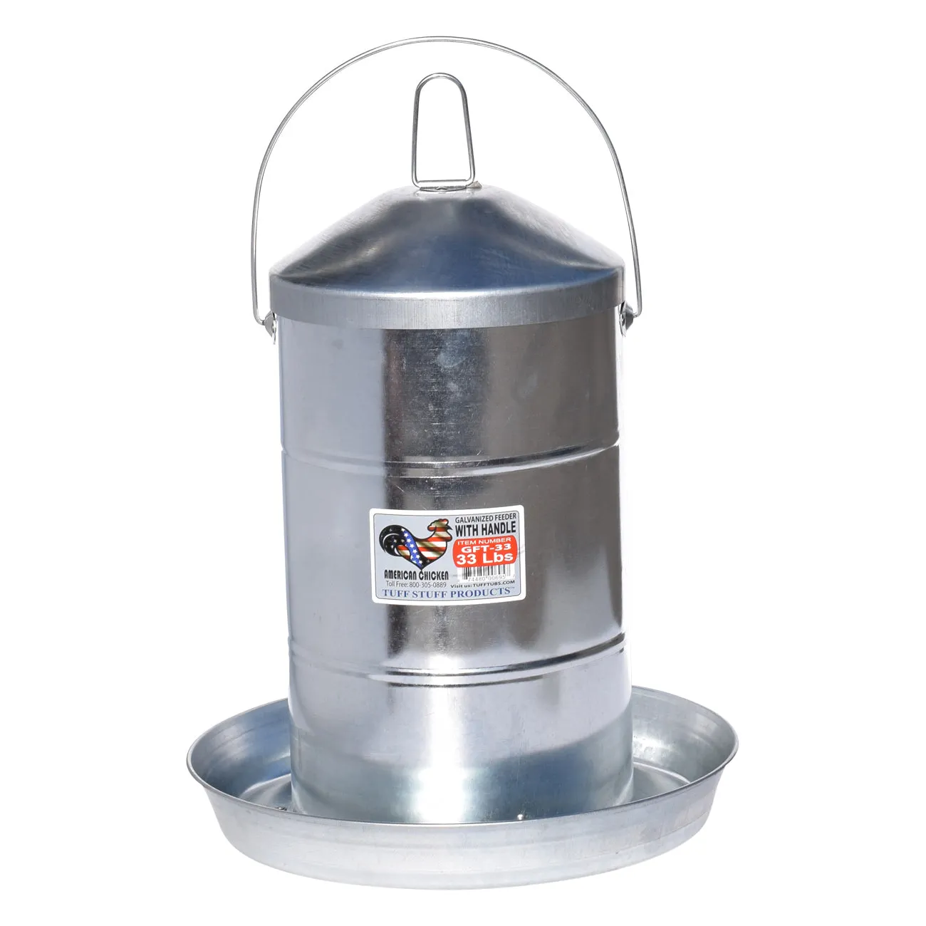 Tuff Stuff galvanized poultry feeder w/ handle - 33lbs