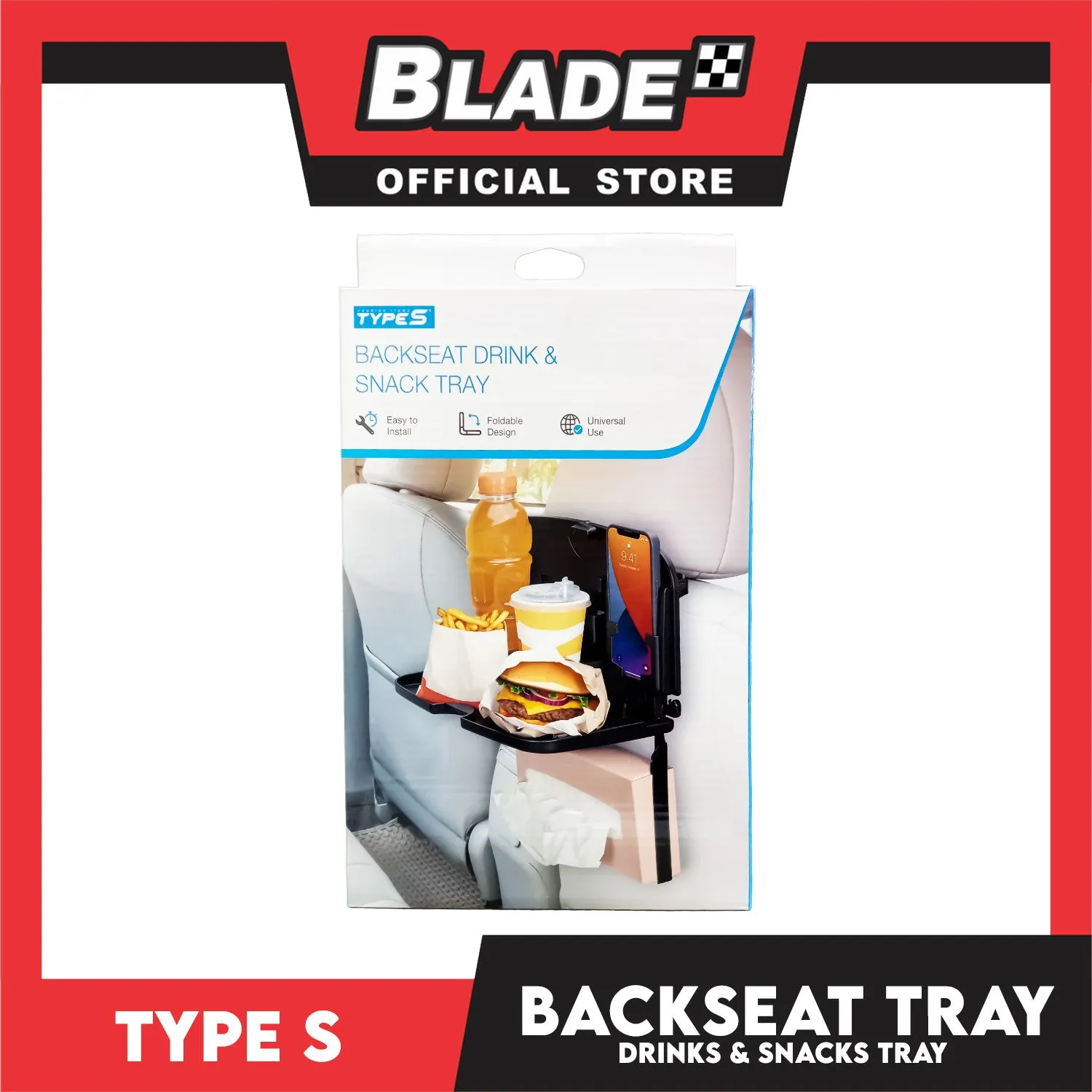 Type S Backseat Drink, Mobile Phone and Snack Tray
