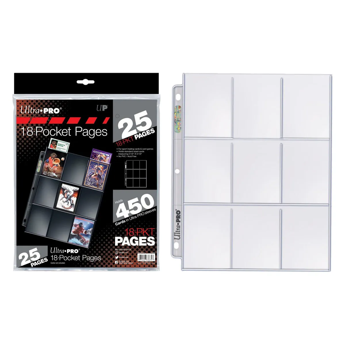 ULTRA PRO Page 18PKT Silver Series Page Holds 2.5 x 3.5 cards 25 pages