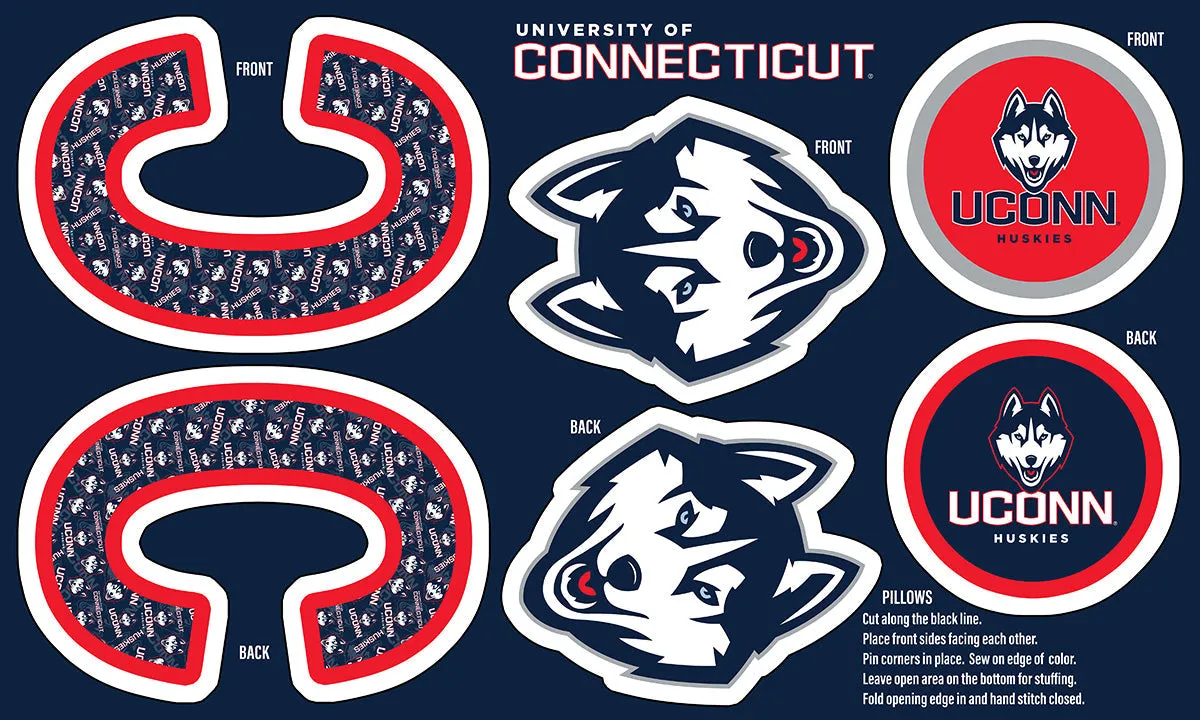 UNIVERSITY OF CONNECTICUT-Collegiate Pillow Project-100% Polyester Minky-UCON1359