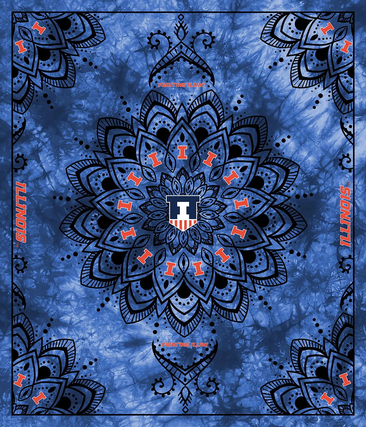 UNIVERSITY OF ILLINOIS-Collegiate Tapestry-100% Polyester Minky-ILL1360