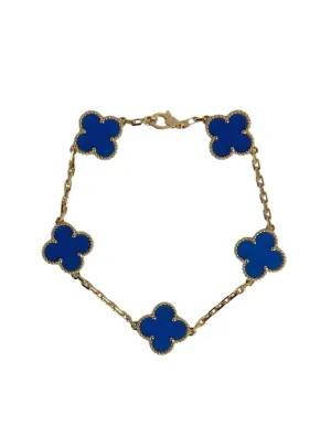 Van Cleef & Arpels 18K Gold/Blue Agate Alhambra Bracelet