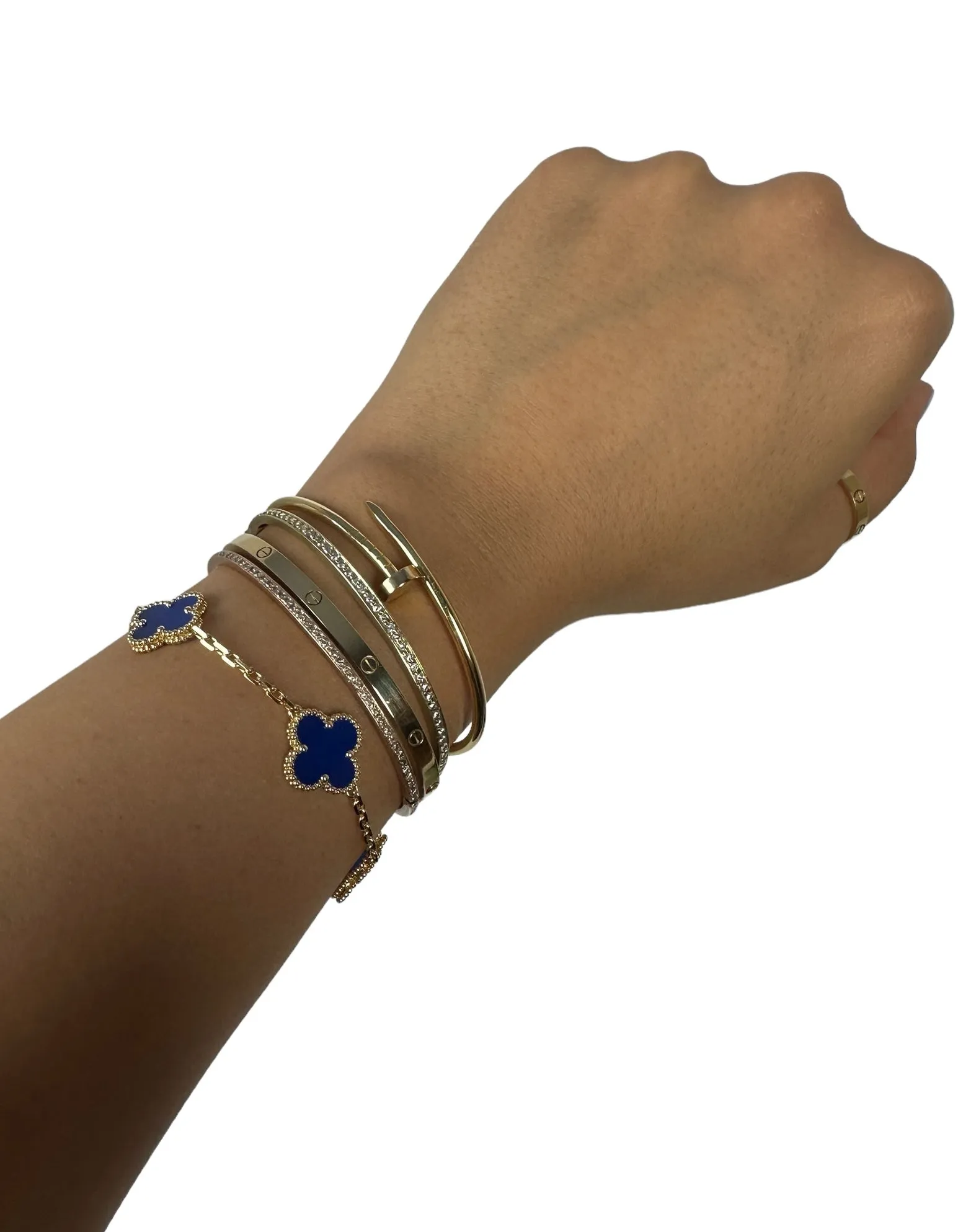 Van Cleef & Arpels 18K Gold/Blue Agate Alhambra Bracelet