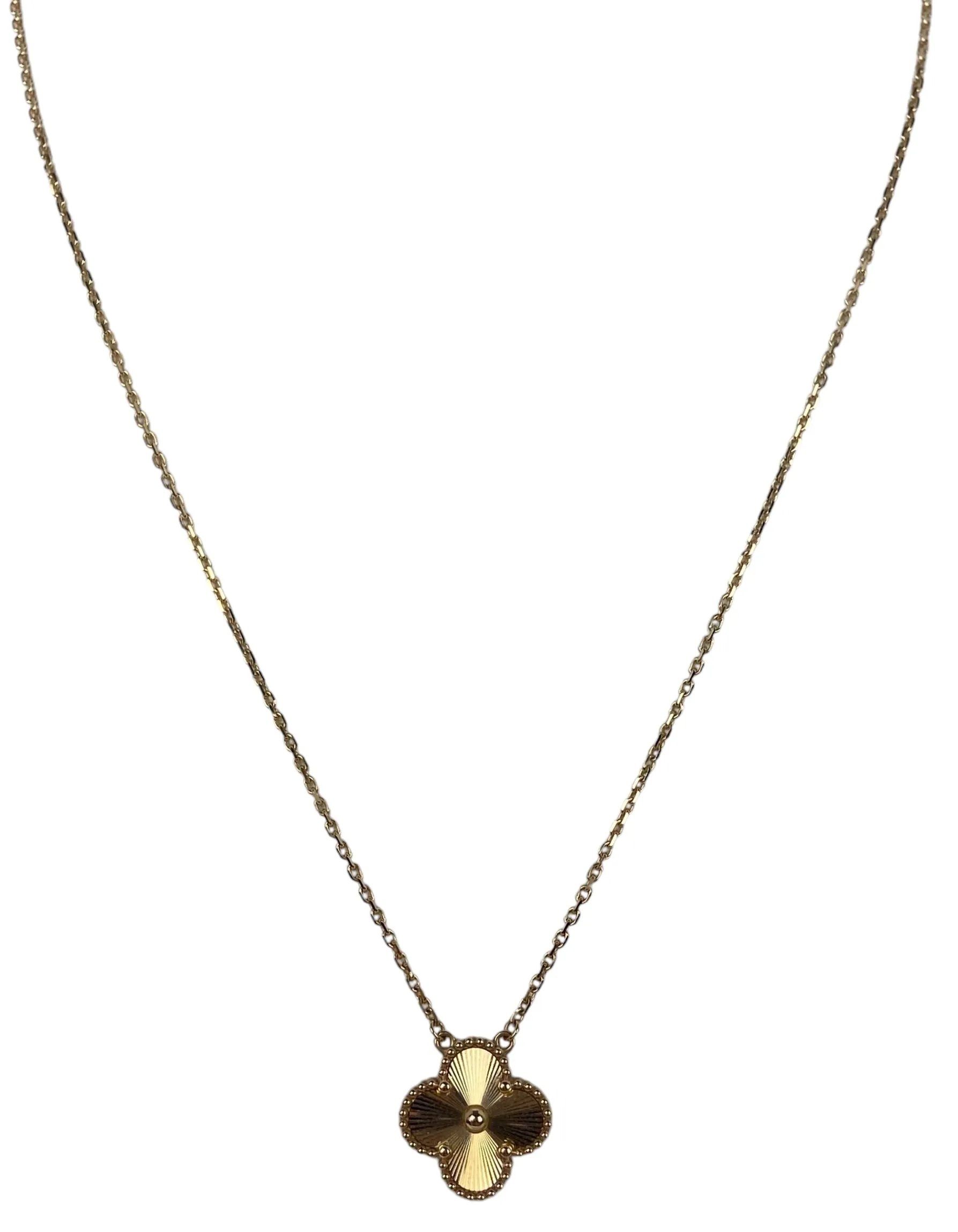 Van Cleef & Arpels 18k Guilloche Vintage Alhambra Necklace