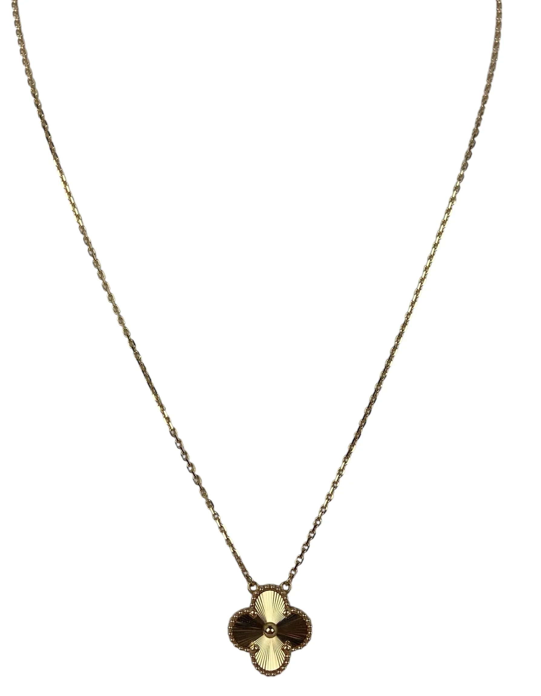 Van Cleef & Arpels 18k Guilloche Vintage Alhambra Necklace