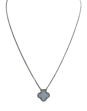 Van Cleef & Arpels 18K White Gold/Chalcedony Vintage Alhambra Necklace
