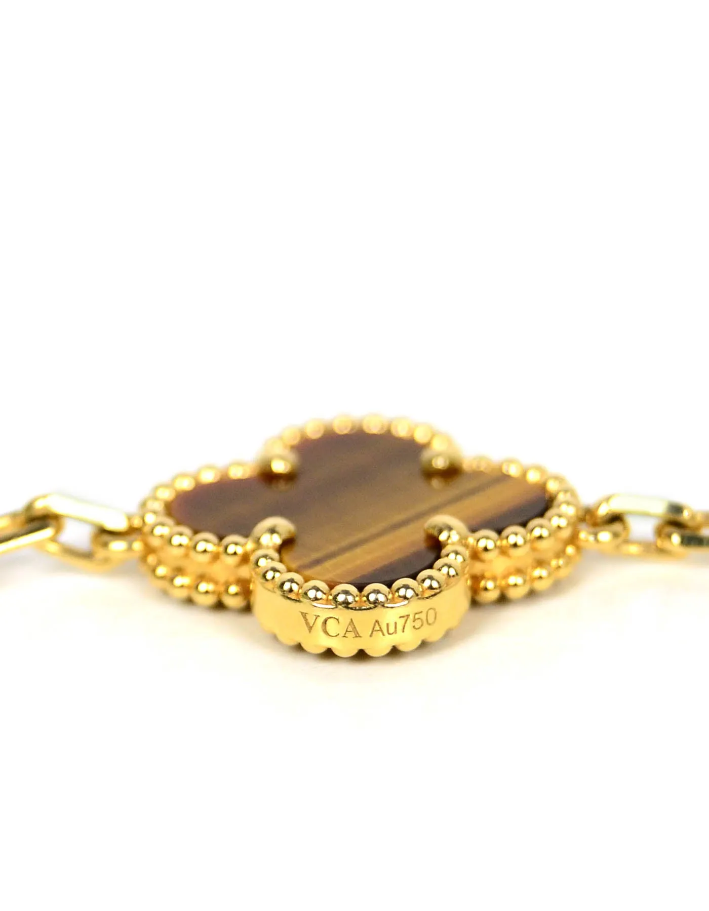 Van Cleef & Arpels 18K Yellow Gold/Tiger Eye Alhambra Bracelet