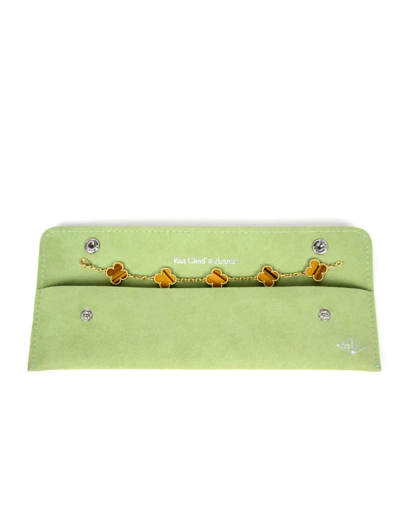 Van Cleef & Arpels 18K Yellow Gold/Tiger Eye Alhambra Bracelet