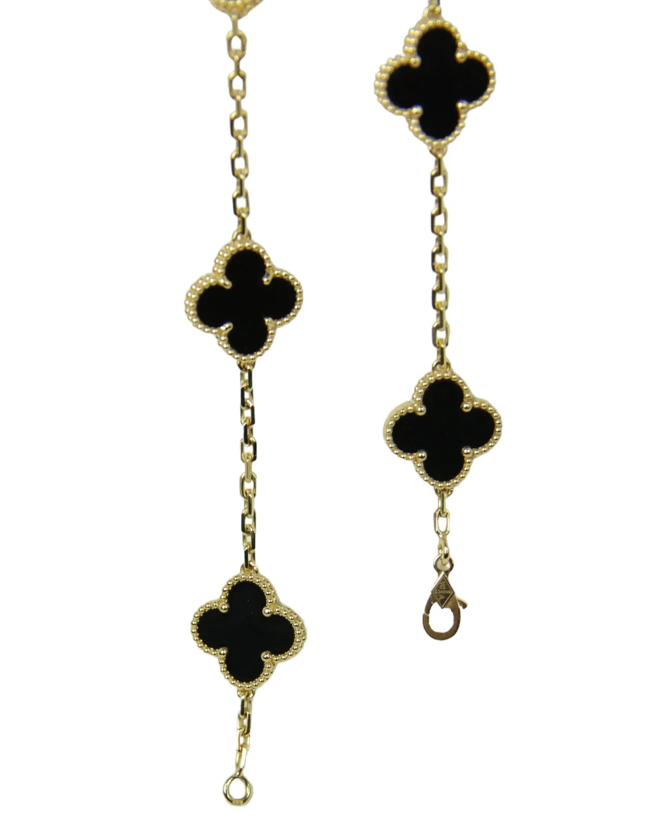 Van Cleef & Arpels 18K/Black Onyx 10 Motifs Vintage Alhambra Necklace