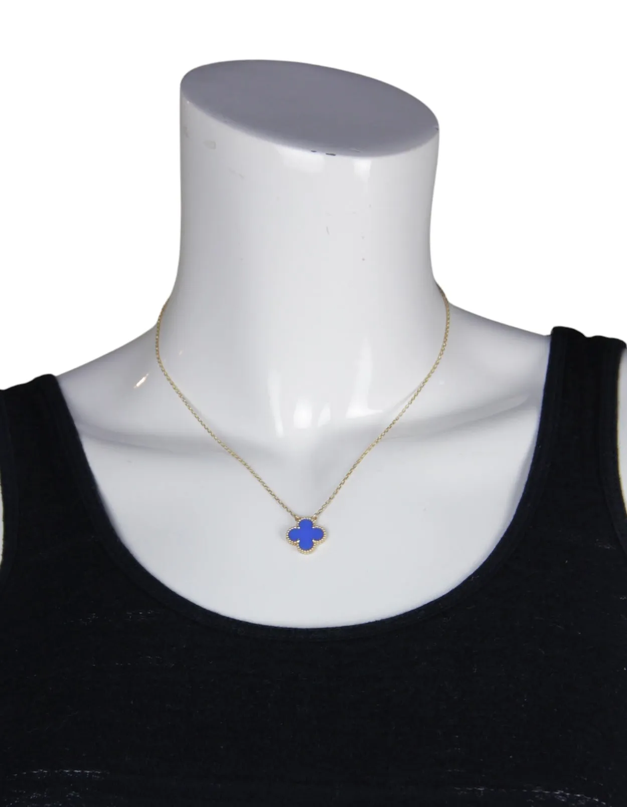 Van Cleef & Arpels Blue Agate Vintage Alhambra Necklace