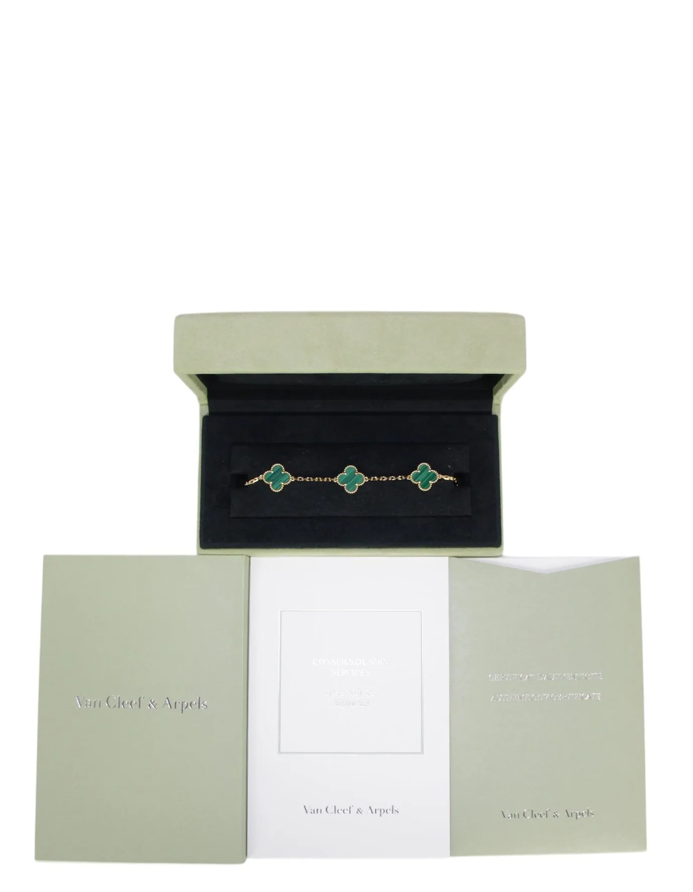 Van Cleef & Arpels Malachite/18K Alhambra Bracelet