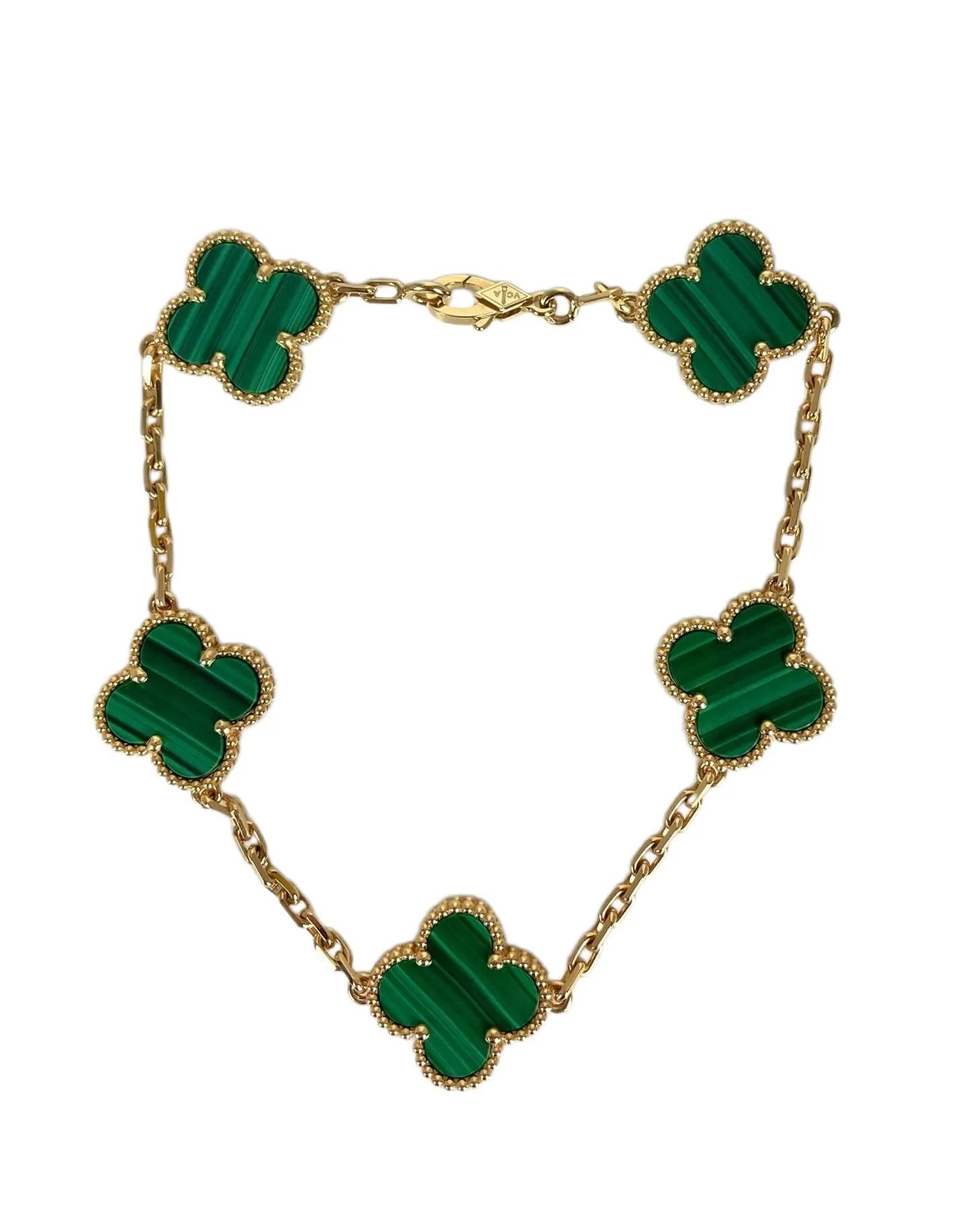 Van Cleef & Arpels Malachite/18K Alhambra Bracelet
