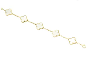 Van Cleef & Arpels Mother of Pearl Alhambra 18K 5 Motifs Bracelet