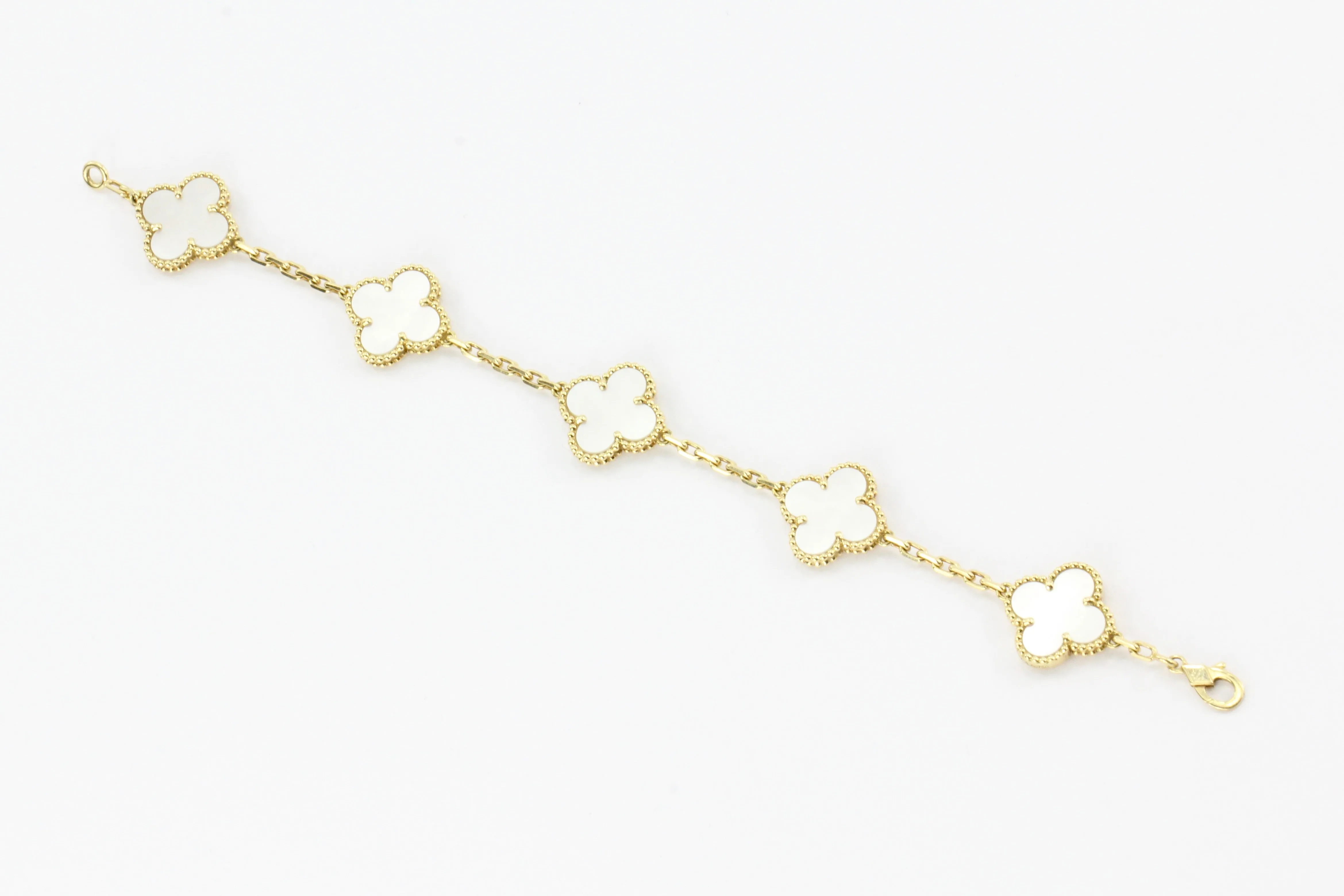 Van Cleef & Arpels Mother of Pearl Alhambra 18K 5 Motifs Bracelet