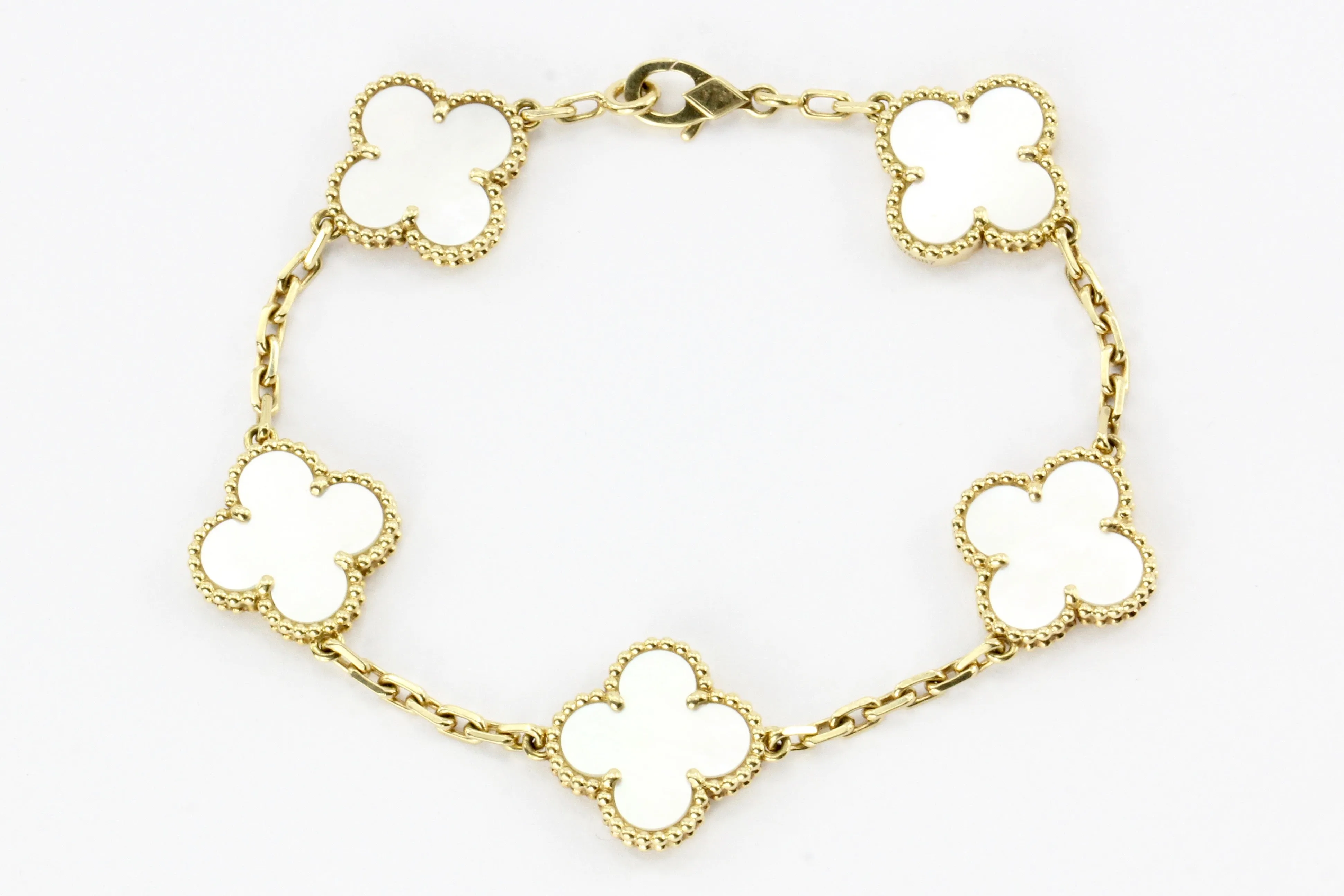 Van Cleef & Arpels Mother of Pearl Alhambra 18K 5 Motifs Bracelet