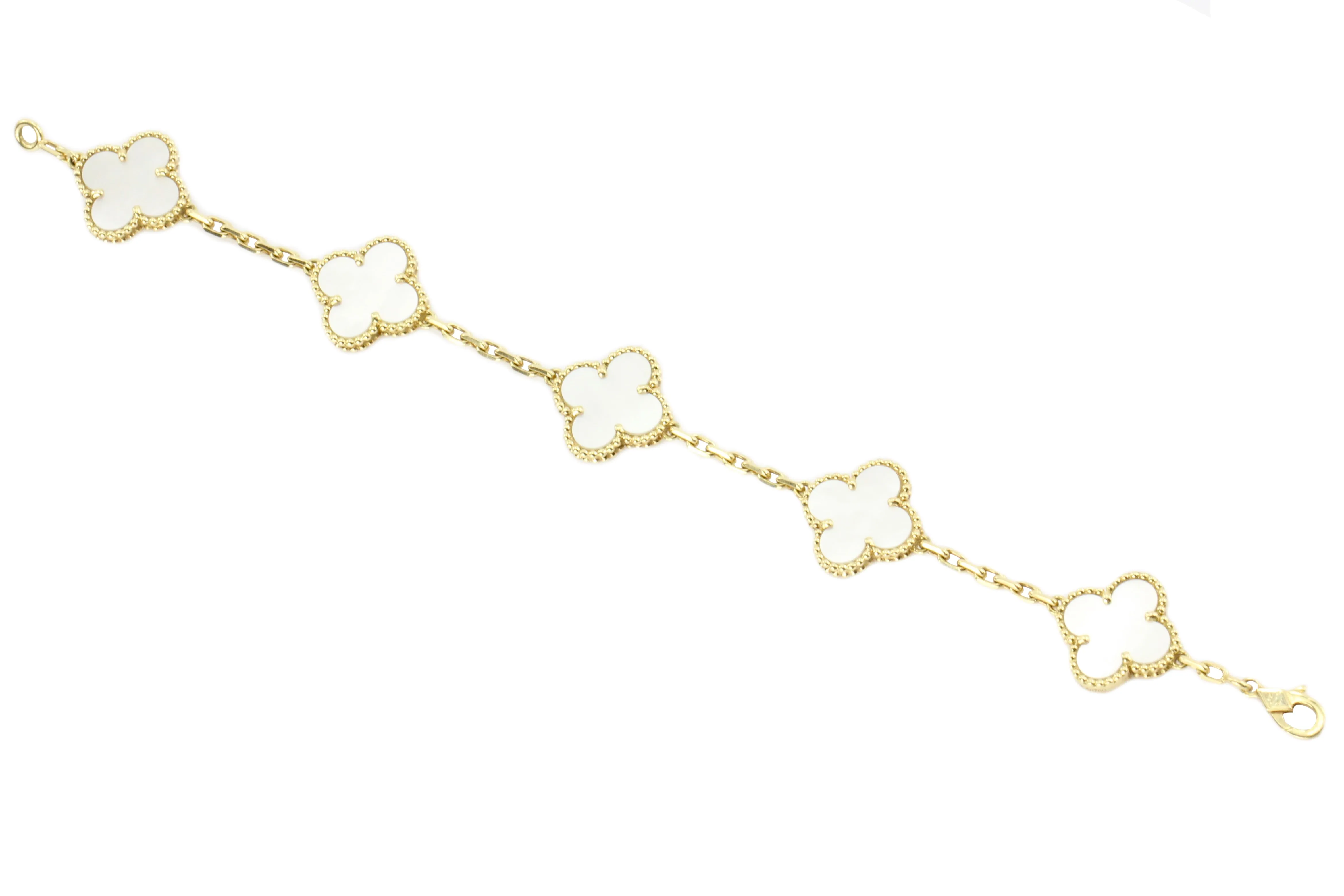 Van Cleef & Arpels Mother of Pearl Alhambra 18K 5 Motifs Bracelet