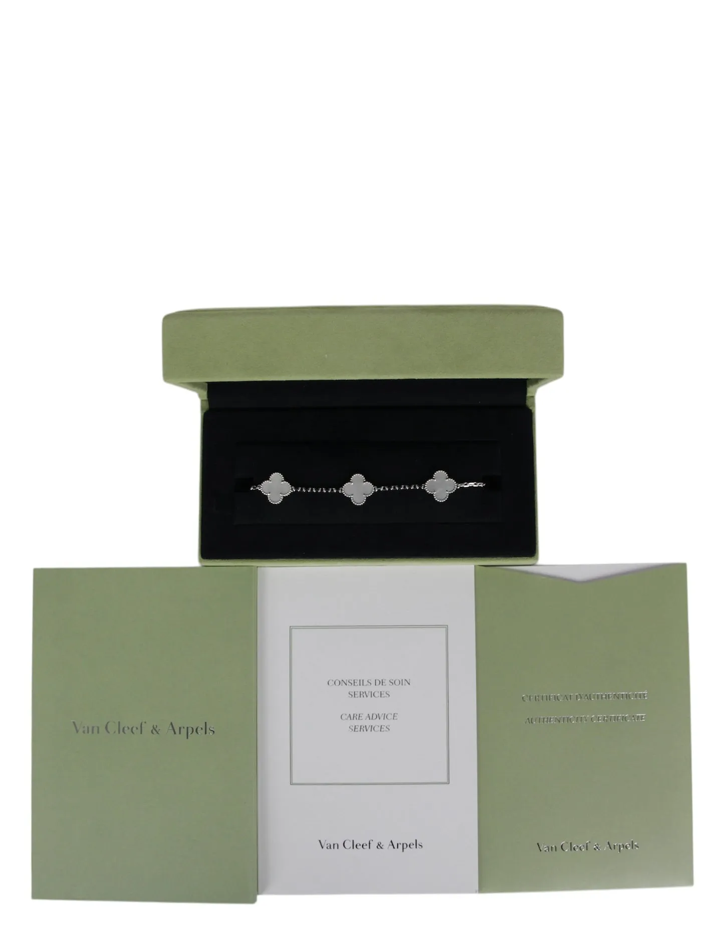 Van Cleef & Arpels Mother of Pearl/18K White Gold Alhambra Bracelet