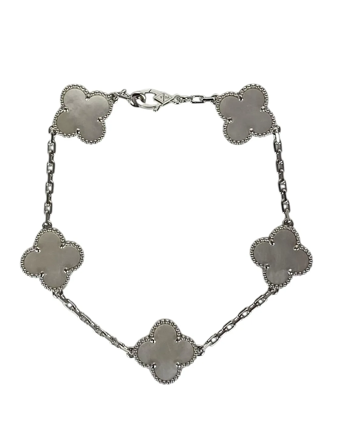 Van Cleef & Arpels Mother of Pearl/18K White Gold Alhambra Bracelet