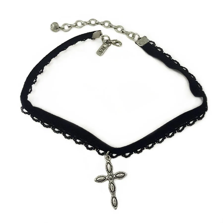 Vanessa Mooney The Black Lace Cross Choker