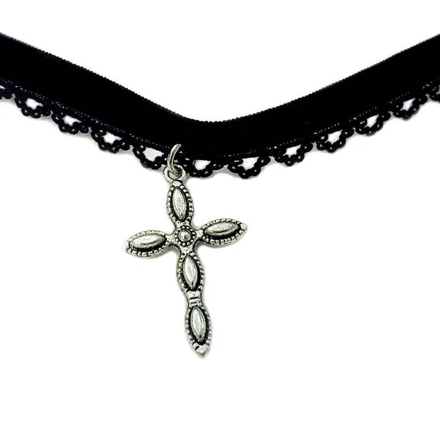 Vanessa Mooney The Black Lace Cross Choker