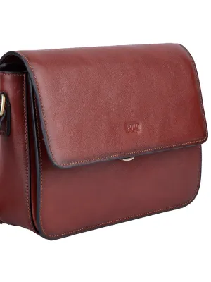 Vega Leather Flapover Sling Bag - Brown