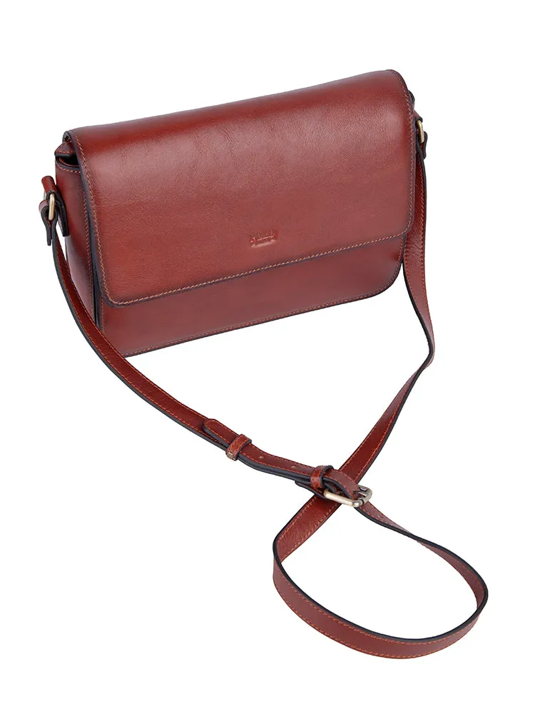 Vega Leather Flapover Sling Bag - Brown
