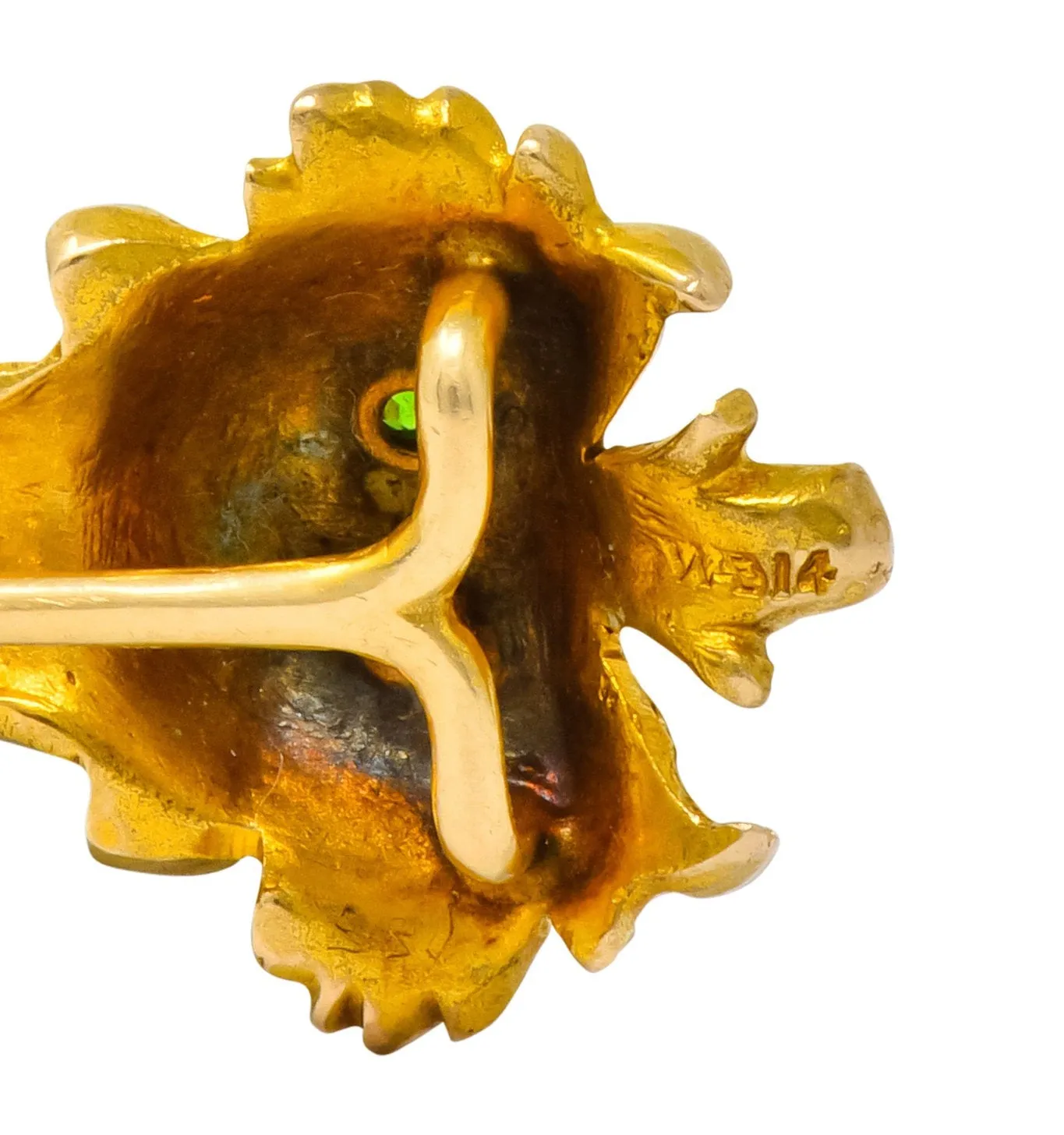 Victorian 0.15 CTW Sapphire 14 Karat Gold Tiger Stickpin