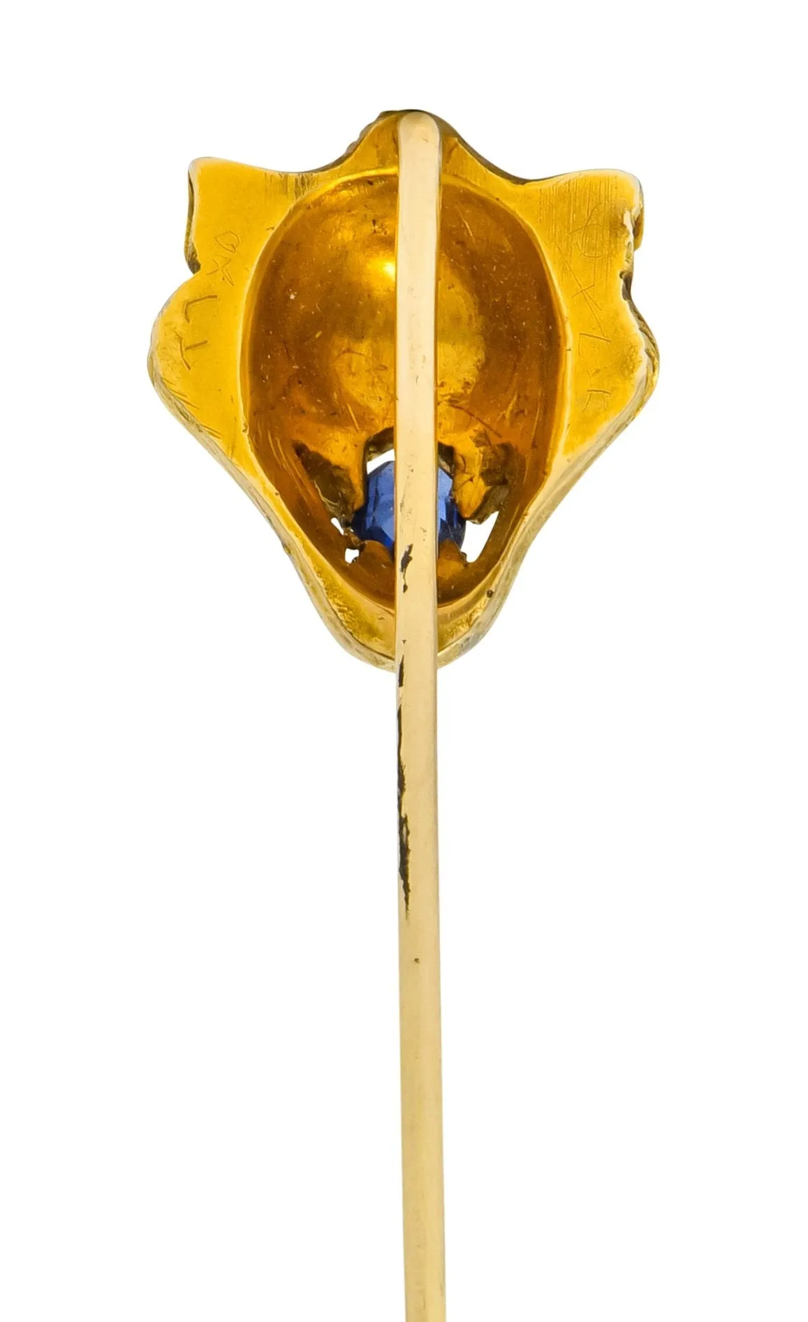 Victorian 0.15 CTW Sapphire 14 Karat Gold Tiger Stickpin