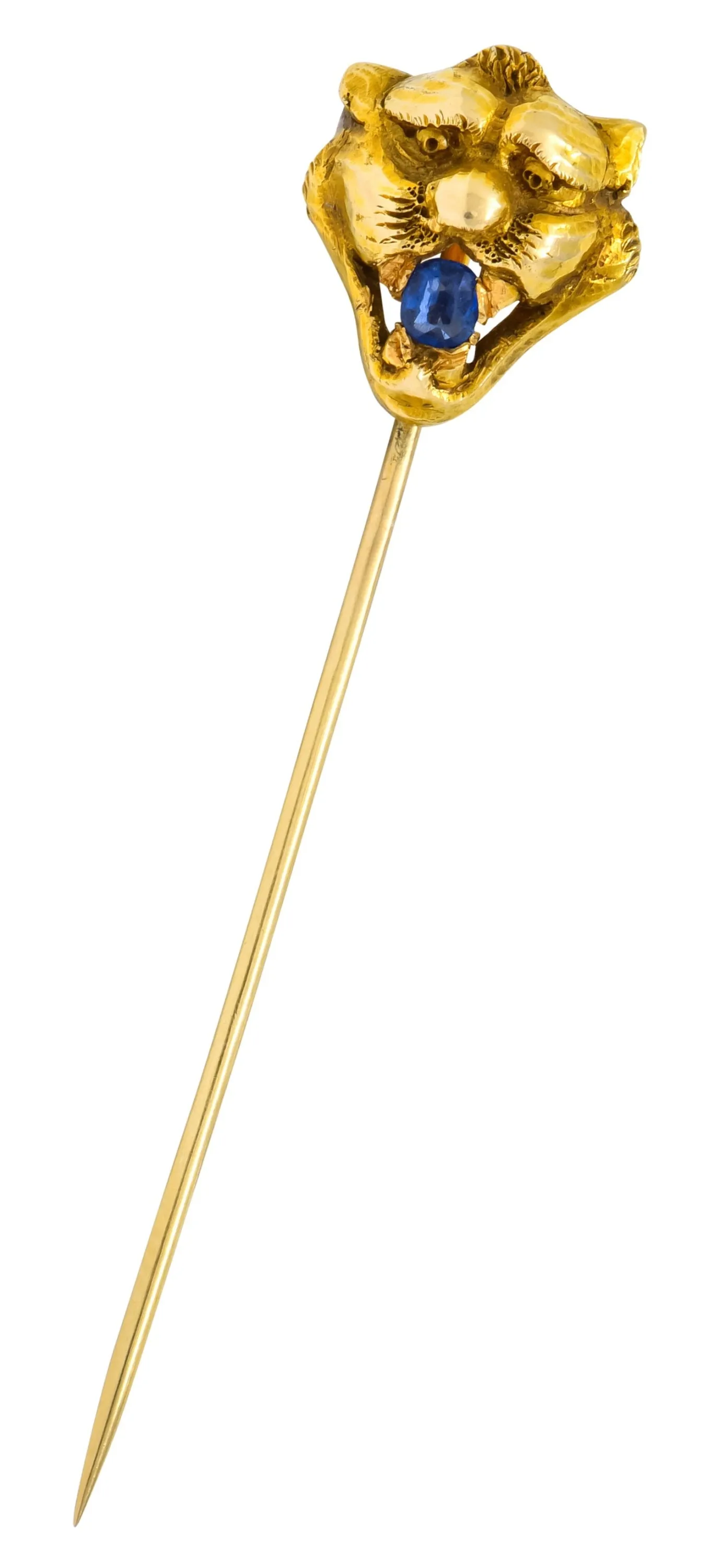 Victorian 0.15 CTW Sapphire 14 Karat Gold Tiger Stickpin