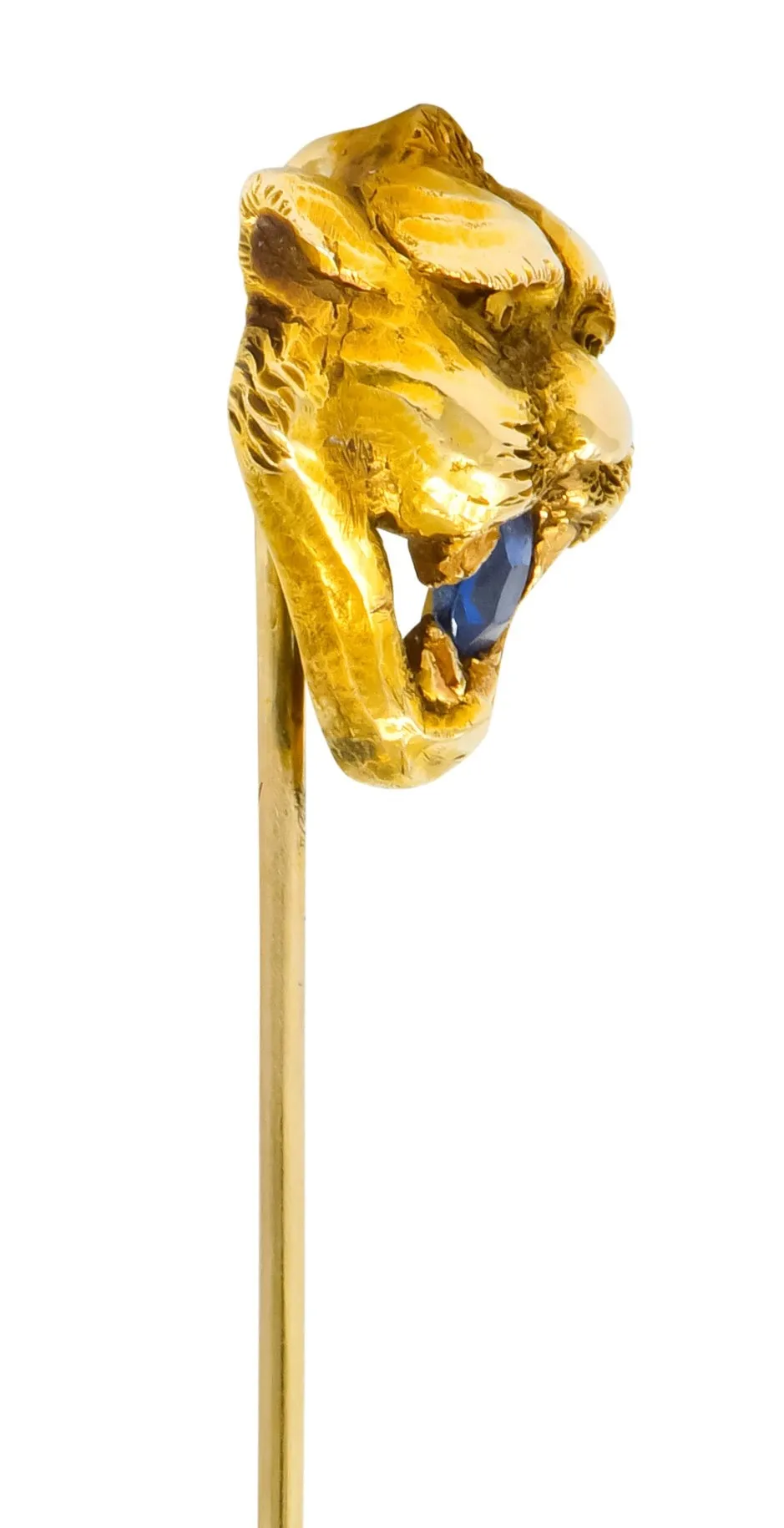 Victorian 0.15 CTW Sapphire 14 Karat Gold Tiger Stickpin