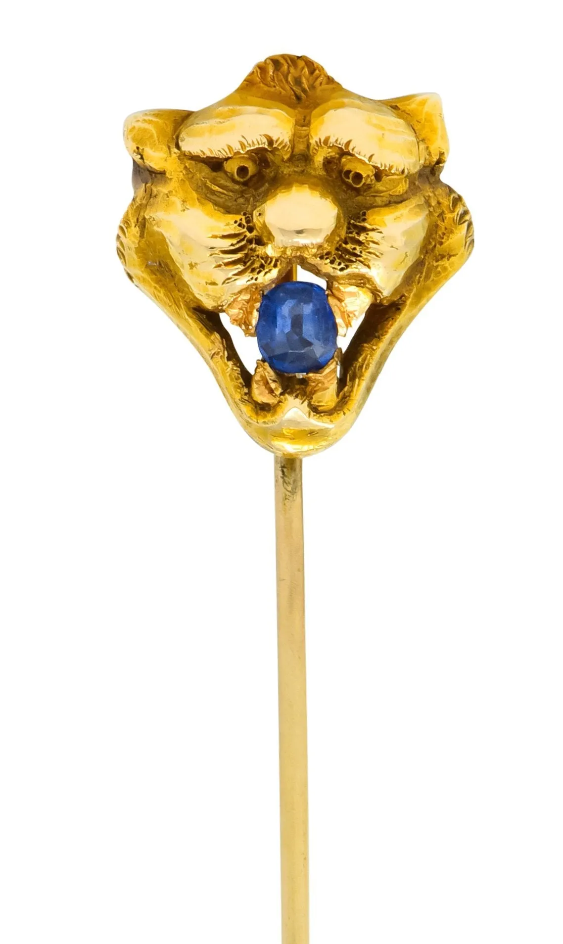 Victorian 0.15 CTW Sapphire 14 Karat Gold Tiger Stickpin