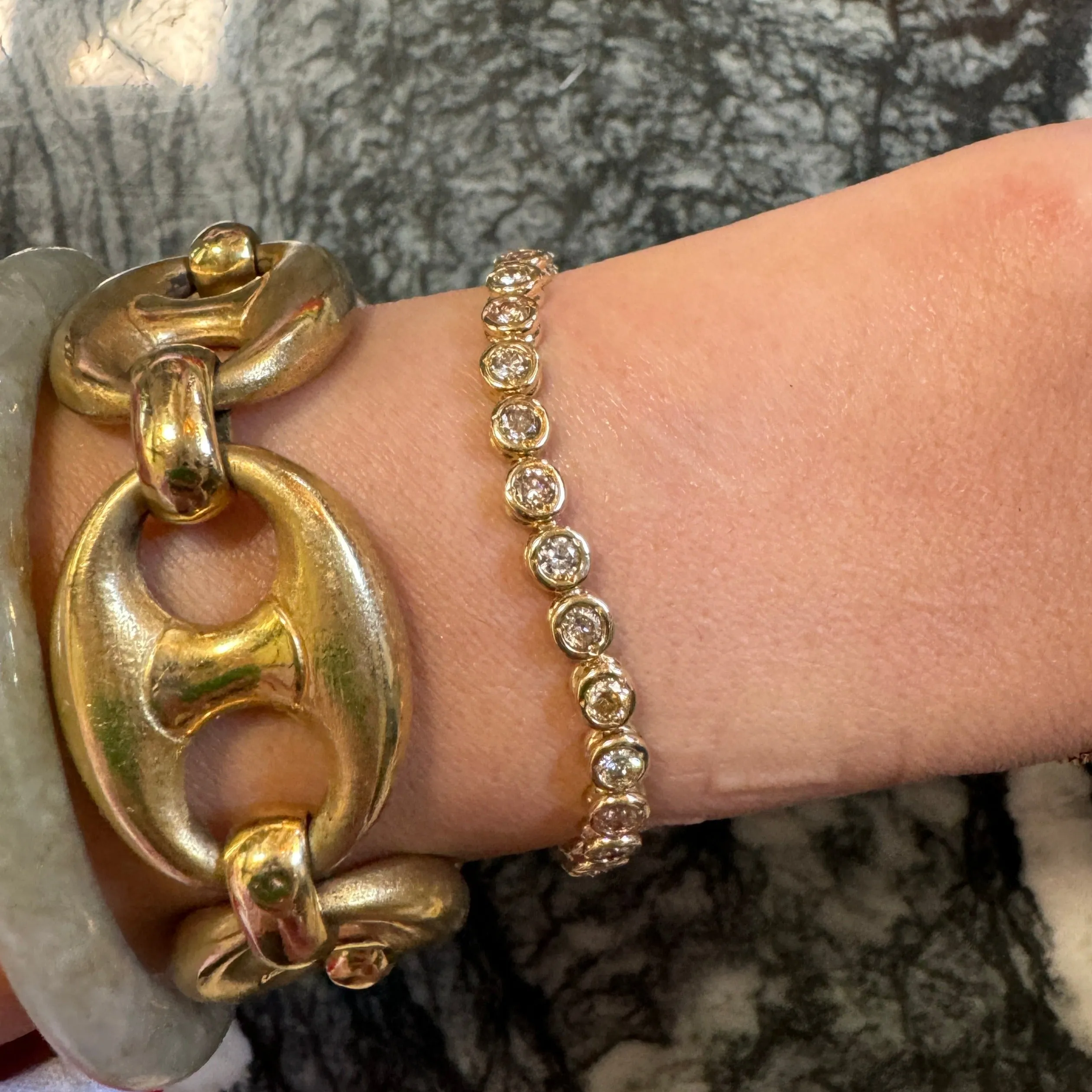 Vintage 14K Bezel Diamond Tennis Bracelet