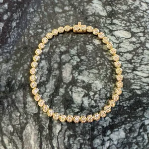 Vintage 14K Bezel Diamond Tennis Bracelet