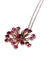 Vintage 1950s Red and Pink Rhinestone Pendant Necklace