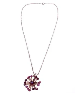 Vintage 1950s Red and Pink Rhinestone Pendant Necklace