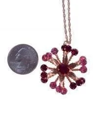 Vintage 1950s Red and Pink Rhinestone Pendant Necklace