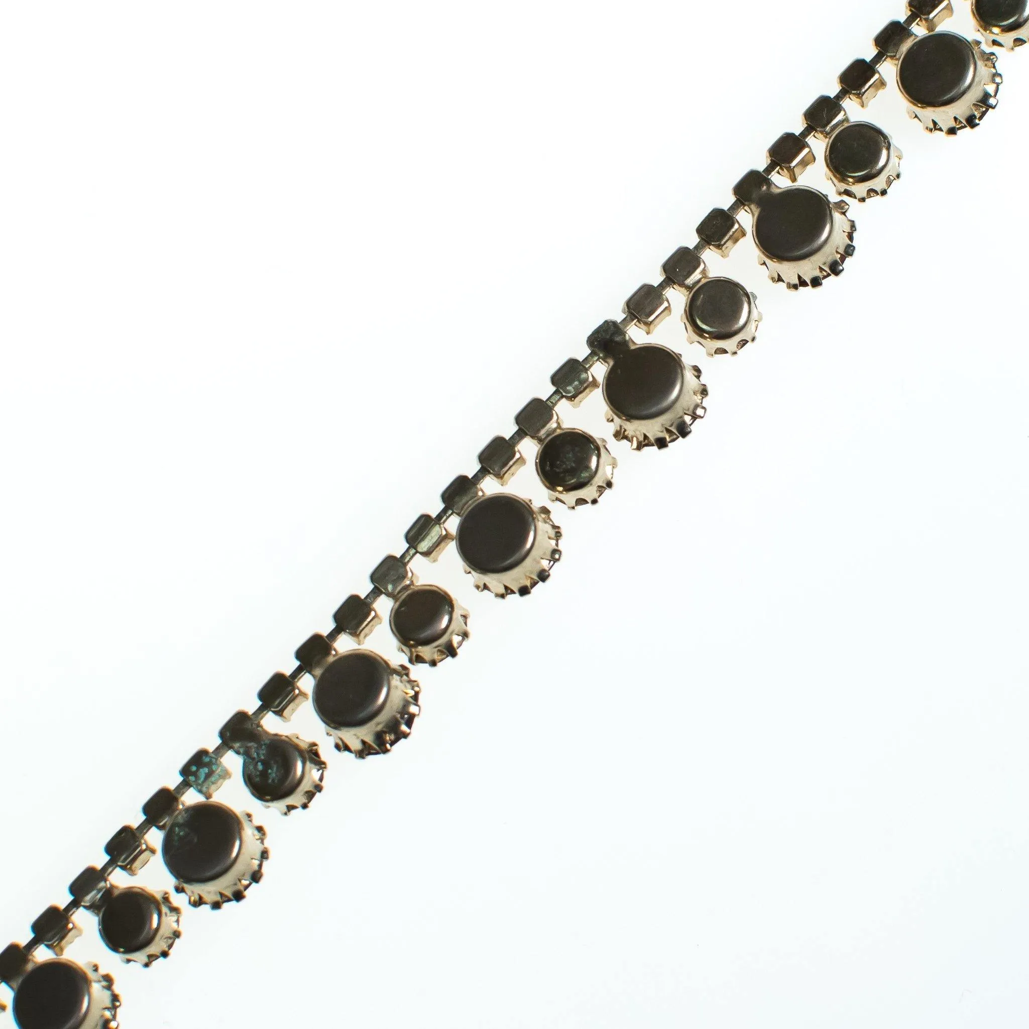 Vintage Amber Topaz Brown Rhinestone Necklace, Gold Tone, Fish Hook Clasp