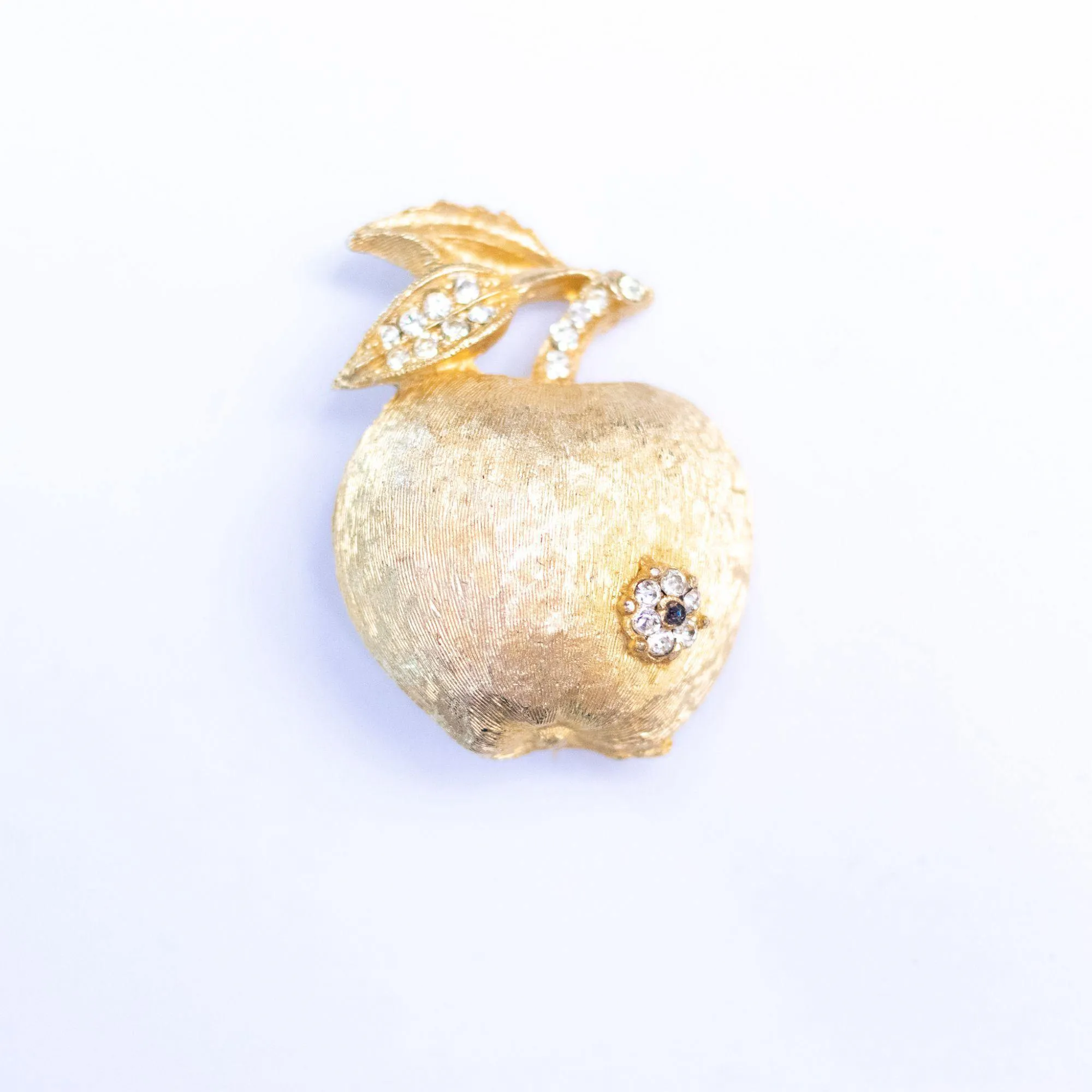 Vintage Apple Brooch with Rhinestones
